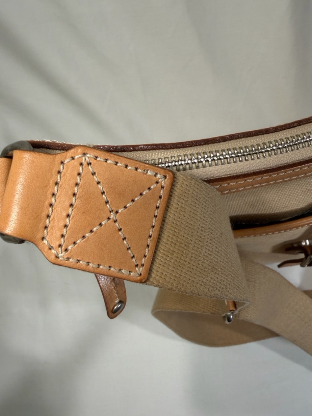 Burberry Blue Label Canvas Leather Crossbody Bag Tan Vintage Adjustable Strap - Picture 15 of 16